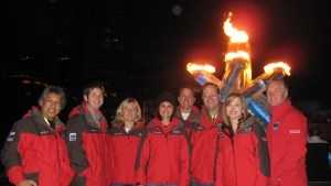 KCRA's Deirdre Fitzpatrick and photographer Domi join other members of the Hearst Olympic team in Vancouver in 2010.