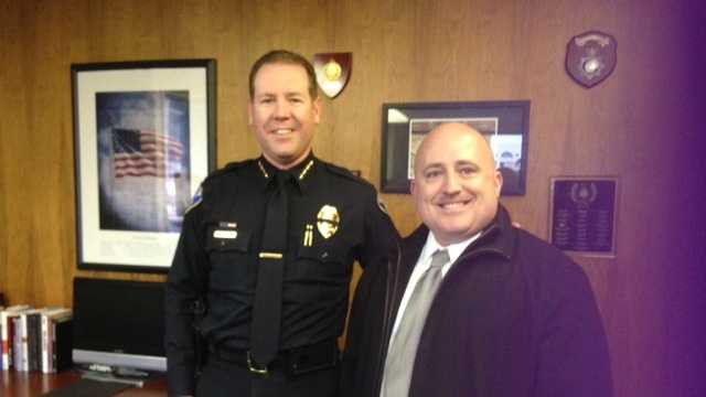 Police Chief Eric Jones with Officer Joe Silva (Feb. 18, 2014)