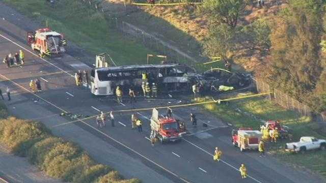 Just after 5:40 p.m., the tour bus collided with a FedEx truck in Orland near Highway 32, police said.