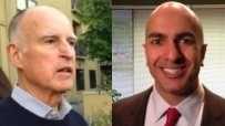At left is current California Gov. Jerry Brown. Challenger Neel Kashkari is on the right (2014).