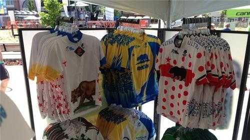 Amgen Tour of California jerseys for sale in Folsom. (May 12, 2014)