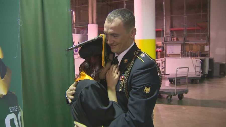 Ashley McDaniel got a big surprise when her brother showed up at her graduation, home from Afghanistan.
