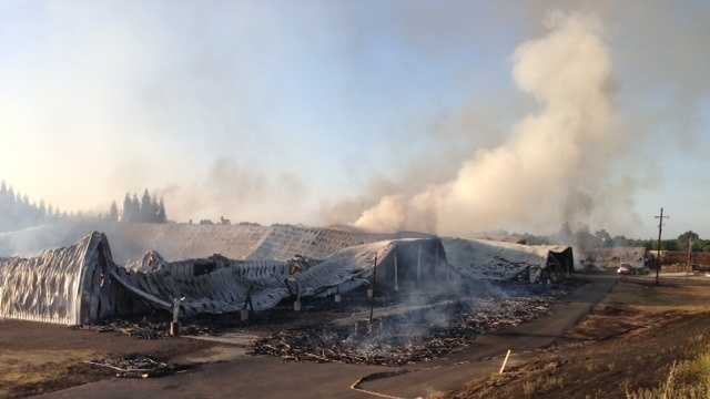A large fire destroyed several buildings at ShoEi Foods in Olivehurst (June 2014).
