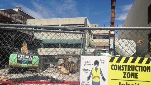 The first phase of demolition at the site of the new downtown arena in Sacramento is under way. (Aug. 13, 2014)