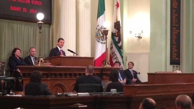 Mexican President Enrique Pena Nieto met Tuesday with lawmakers in Sacramento (Aug. 26, 2014).