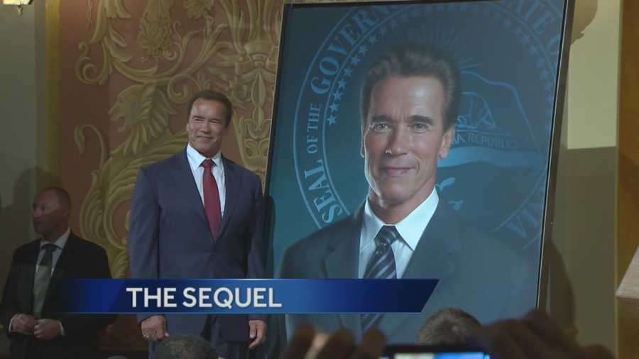 Former Gov. Arnold Schwarzenegger unveiled his governor portrait Monday, which will be placed next to former Gov. Gray Davis, at the state Capitol.