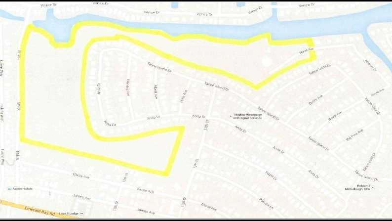 Police believe the knife may be somewhere in the highlighted area.