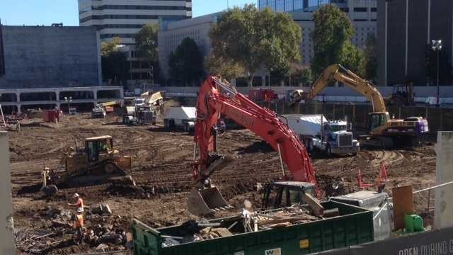 Activity at the arena site on Tuesday (Oct. 28, 2014).