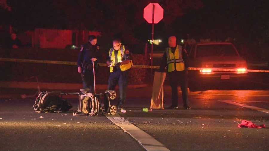 A driver plowed into a woman and three children as they crossed the street in Turlock on Tuesday evening -- and the man behind the wheel tried to speed away, until a witness took action, police said.