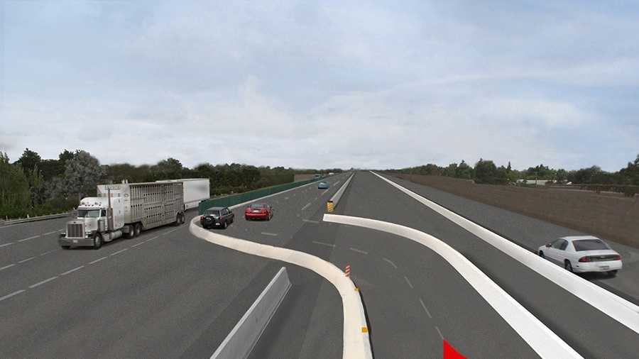 This is a Caltrans simulation of what the lane shift will look like. (Jan. 21, 2015)