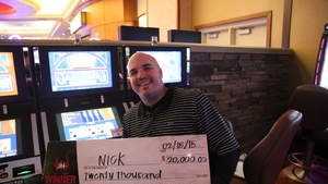 Nick from Fair Oaks won a $20,000 jackpot from Red Hawk Casino on Sunday.
