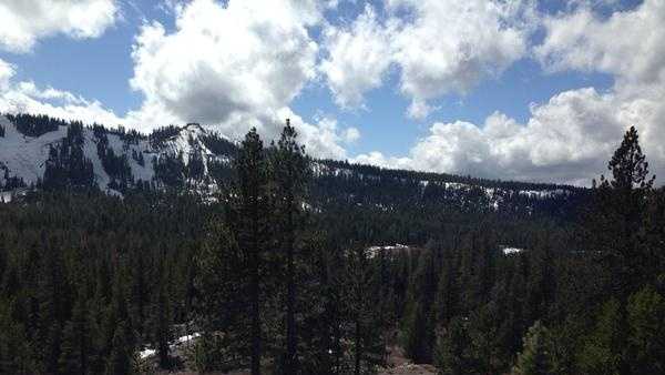 This photo of snow, or lack thereof, in the Sierra Nevada after several Lake Tahoe ski resorts closed in mid-March.
