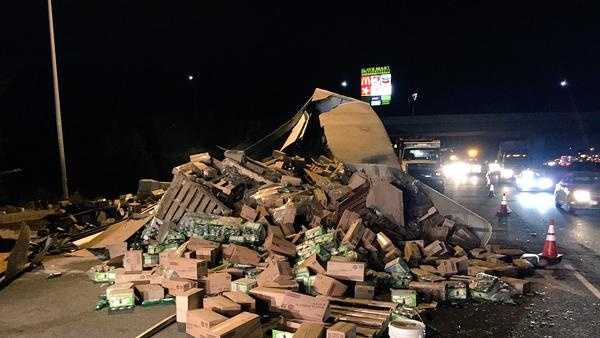 Overturned big rig snarls traffic on Hwy. 99 in Ripon