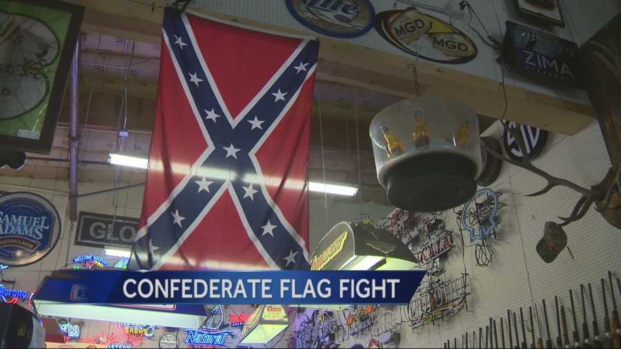 A fight over the confederate flag at an Elk Grove business ended peacefully Friday afternoon.