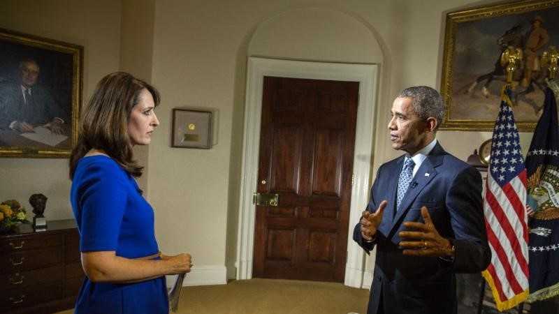 KCRA's Edie Lambert interviews President Barack Obama in the Roosevelt Rom of the White House on June 3. 