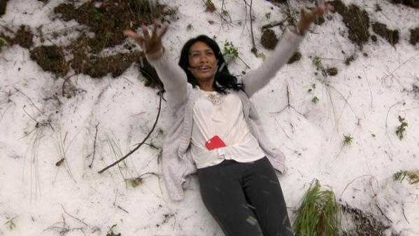Yurexi Waters lives in Novato but is originally from Venezuela. On Thursday, she saw hail and snow for the first time.