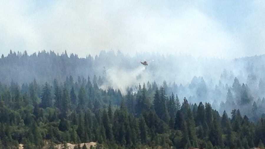 Helicopters tackled the Lowell Fire in Nevada County as some people were forced to leave their homes as part of a mandatory evacuation.