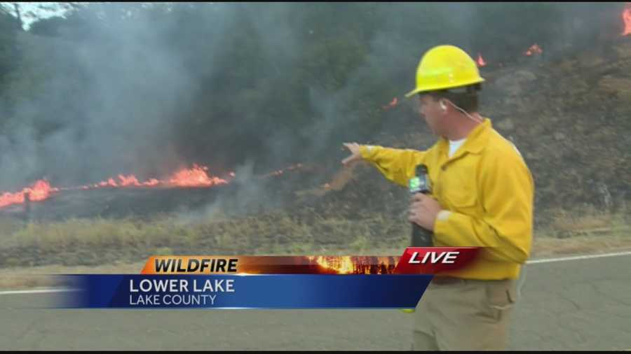 KCRA's Brian Hickey went straight to the front lines for his live report Thursday morning as flames shot up around him.