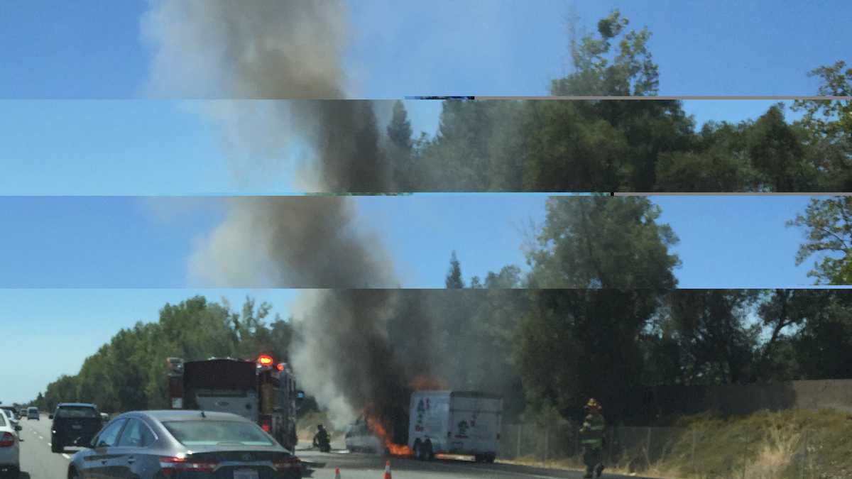 Car fire slows traffic on Hwy. 50 near Rancho Cordova