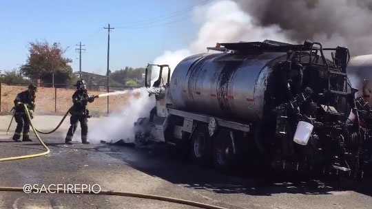 Oil tankers catch fire at Sutter's Landing Dog Park