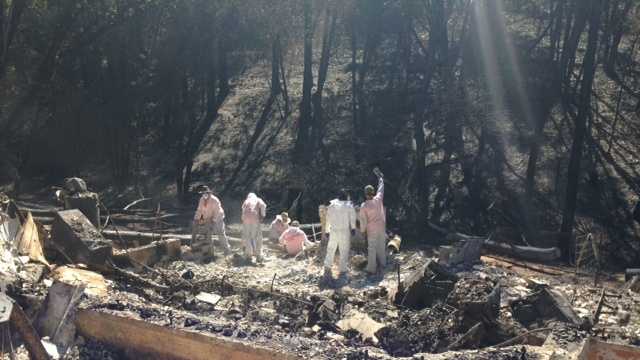 Hazmat volunteer crews help burned out survivors of the Butte Fire. (Sept. 23, 2015)
