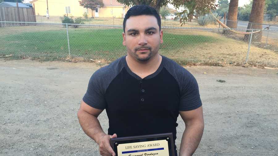 Emanuel Verduzco, 28, of Yuba City, assisted officers in carrying the victim man to safety.