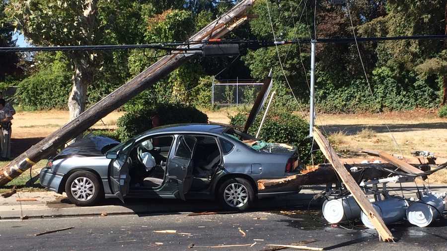 California Highway Patrol are investigating whether drugs or alcohol played a role in a single-vehicle crash in Arden on Friday, Oct. 2, 2015. CHP said the driver veered off the road and hit the power pole.