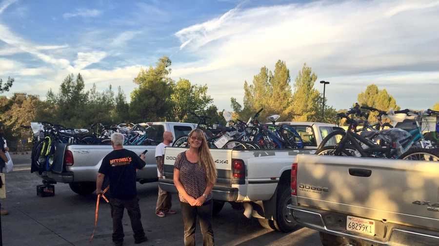 A woman called the "Bike Angel" donated 200 bikes to victims of the Valley Fire.