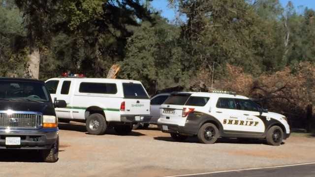 The Calaveras County Sheriff's Department investigates the scene of a shooting in Railroad Flats. Three people were found shot and killed on Tuesday, Oct. 20, 2015.