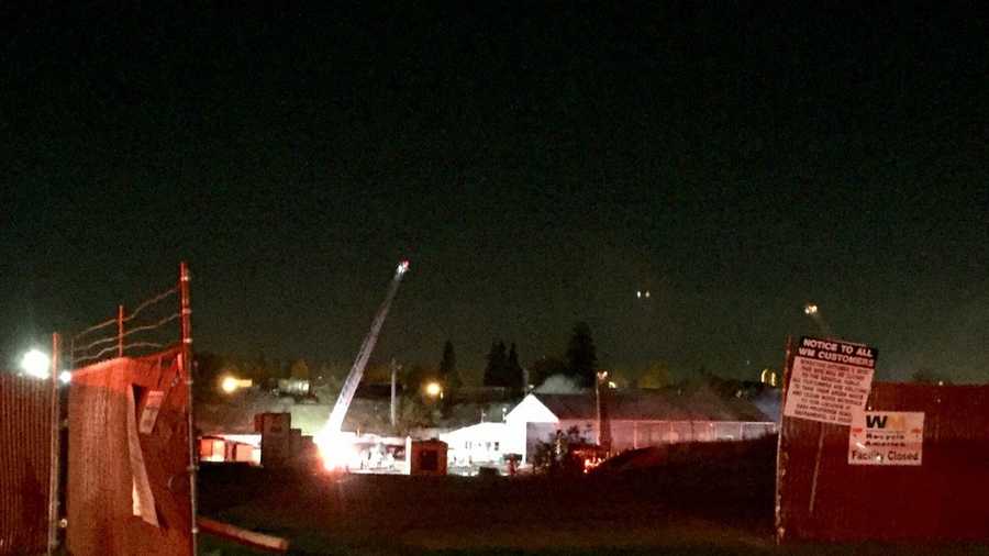 Sacramento City firefighters battle a blaze at a Sacramento recycling facility on Monday, Nov. 23, 2015.