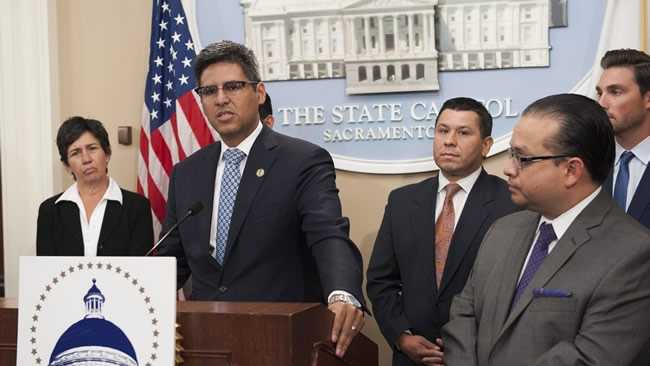 Assemblymember Henry T. Perea holds a news conference on Wednesday, April 8, 2015, about clean used vehicles more affordable for all Californians.