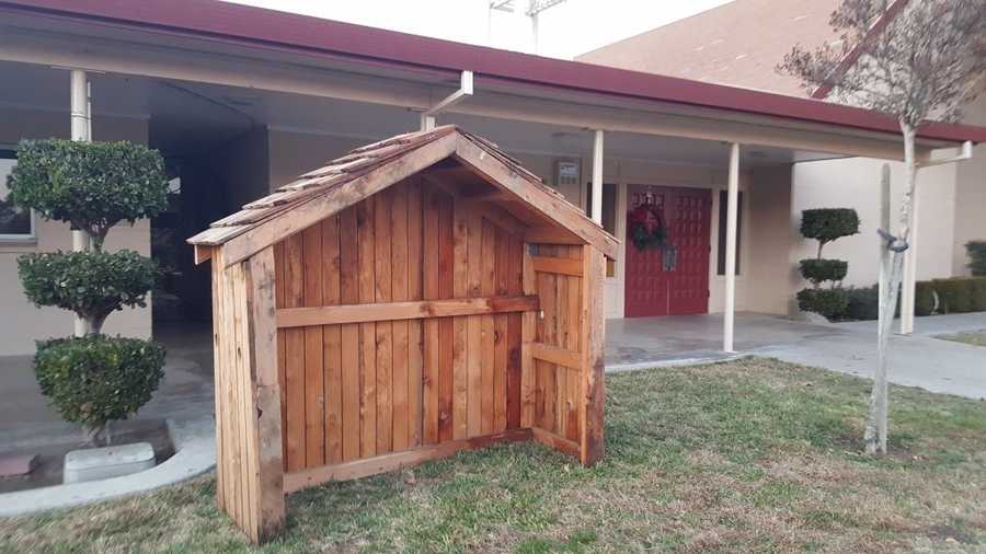The nativity stable at the First Congregational Church in Salida, California, was returned Friday, Dec. 11, 2015, after it was stolen earlier in the week.