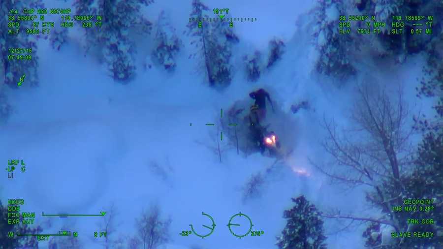 A California Highway Patrol helicopter crew helped find two men on Sunday, Dec. 27, 2015, who were stranded in the wilderness of Ebbetts Pass in Alpine County.