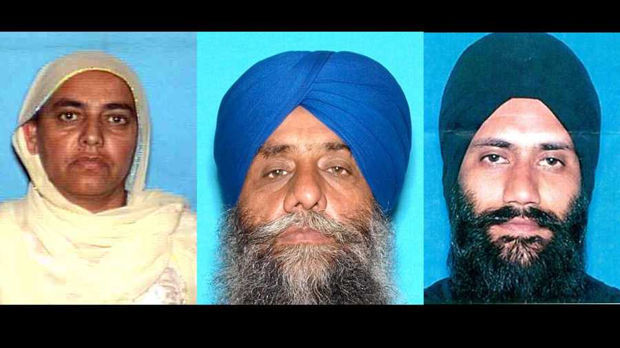 Balwinder Kaur Bagri (left), Gurdev Singh (middle) and Sandeep Singh (right) were arrested in connection to a brawl in a Sikh temple, the Turlock Police Department said.