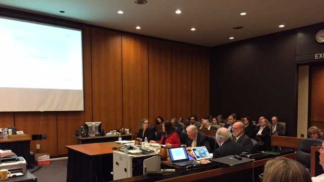 Attorneys present their arguments about California's high-speed rail project at a hearing in Sacramento.