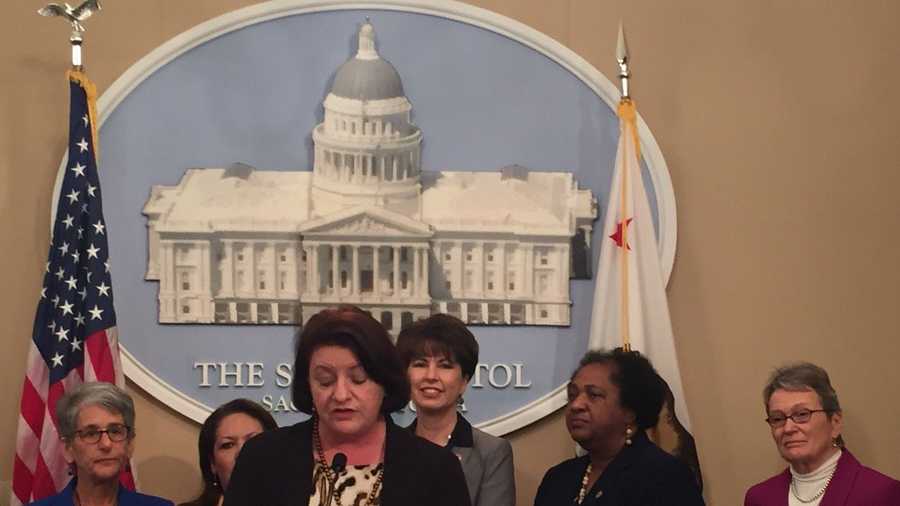 Members of the California Legislative Women’s Caucus introduce bills on Thursday, Feb. 11, 2016, aimed to close the wage gap between men and women and make it easier for new parents to take time off.