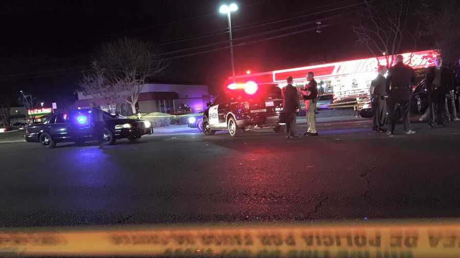 A man was taken to the hospital after being shot by a police officer in Modesto Sunday evening.