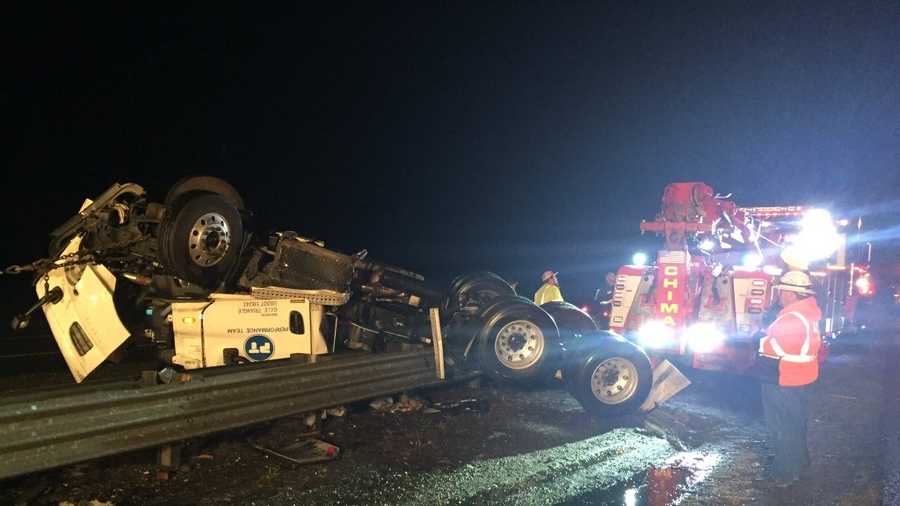A big rig crash has closed the number one lane on southbound highway 99 near Arno Road Wednesday night.
