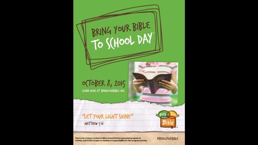 The “Bring Your Bible To School Day” flier was sent out to students' families in October 2015. Parents raised concerns about the message of this and other fliers, prompting the school district to change its policy.