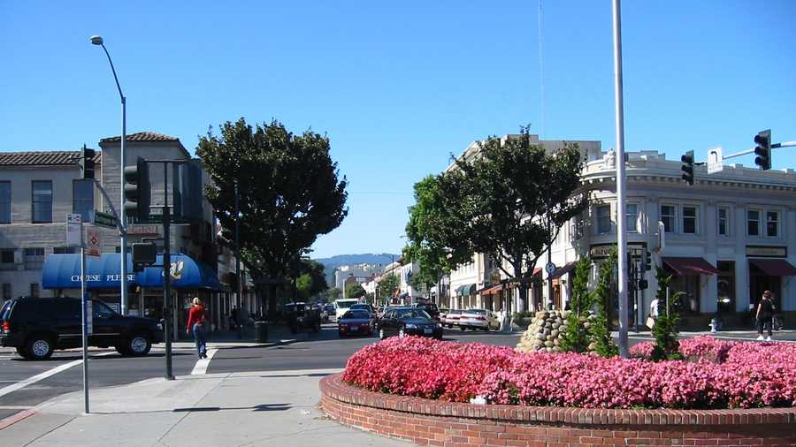 Photo looks west onto Burlingame Avenue and the city's Business District.