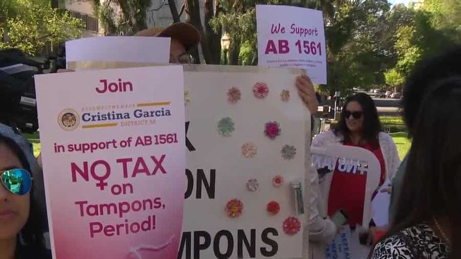 Protesters were at the Capitol on April 4, 2016, to support the Tampon Tax repeal when the bill was being heard by a state assembly committee.