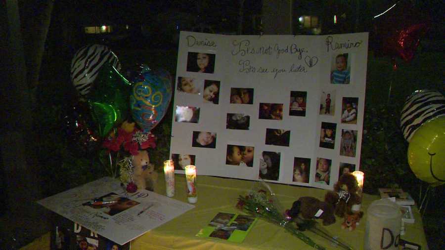 Family and friends remembered 19-year-old Denise Garcia and her 3-year-old son Ramiro at a vigil Tuesday, April 12, 2016.