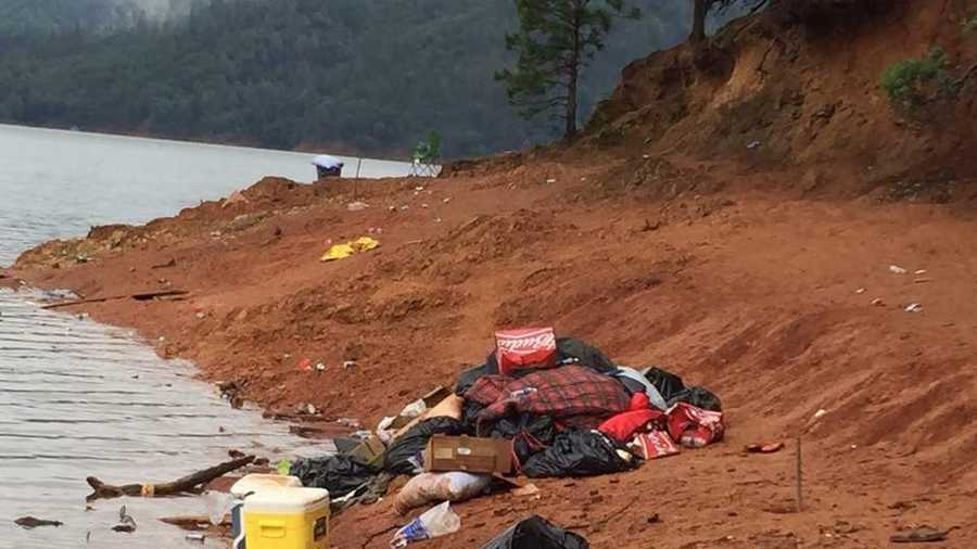 Photo posted on Facebook on Monday, May 22, 2016, shows trash left behind on Slaughterhouse Island on Lake Shasta.