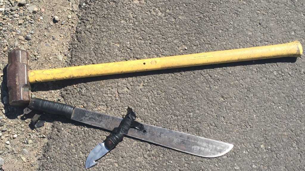 Police Machete, sledgehammerwielding man tried to start fire