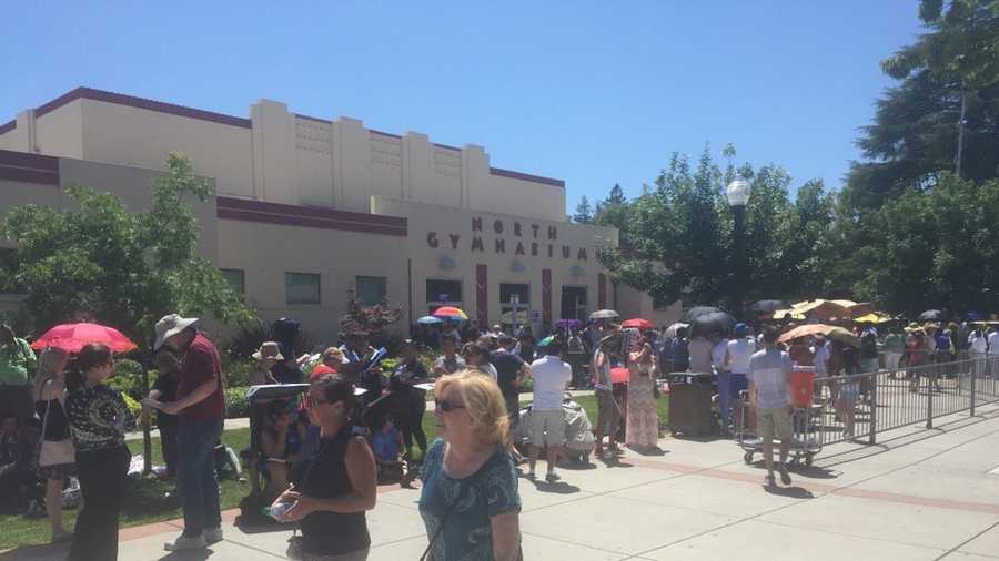 Hundreds gathered outside Sacramento City College Gym to see Hillary Clinton Sunday afternoon.