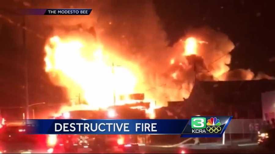 Video from the Modesto Bee shows a destructive weekend fire in Modesto.
