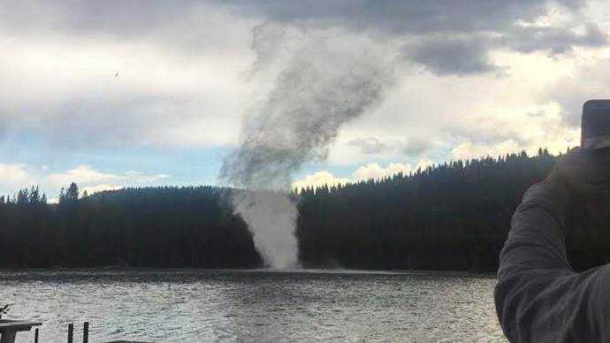 photo captures water spout on donner lake