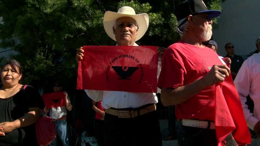 Farm workers rallied at the California Capitol on Thursday, Aug. 24, 2016, in support of the overtime for farm workers bill. The bill stalled in the Assembly Thursday.