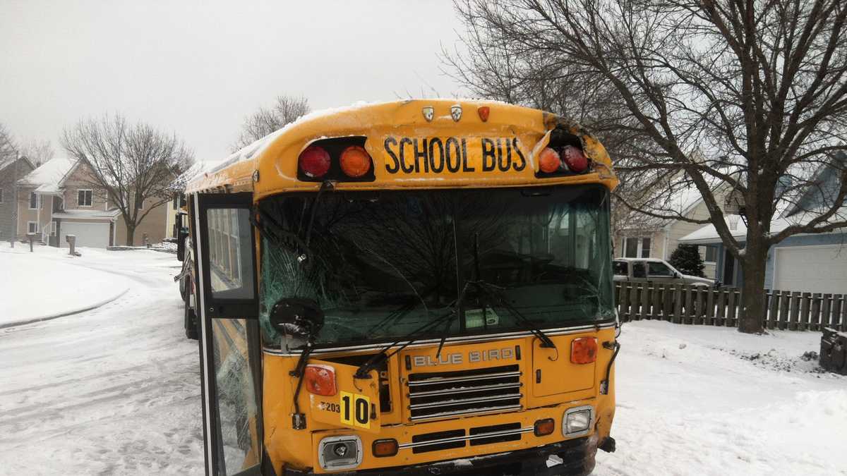 Photos: School bus crashes into house