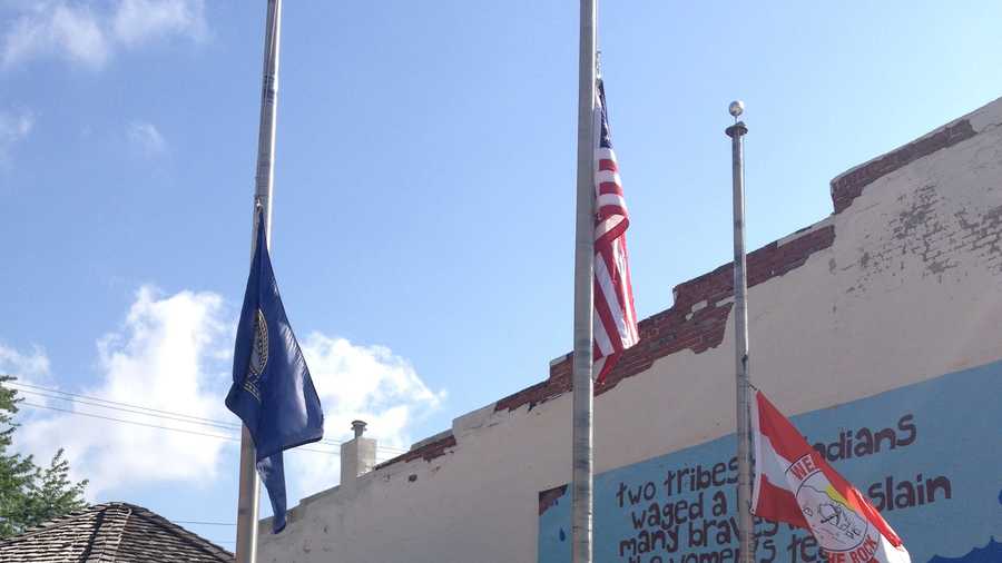Flags in Weeping Water, Neb., at half staff.